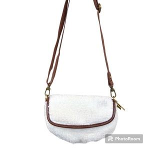 Anthropologie Crossbody White Fleece